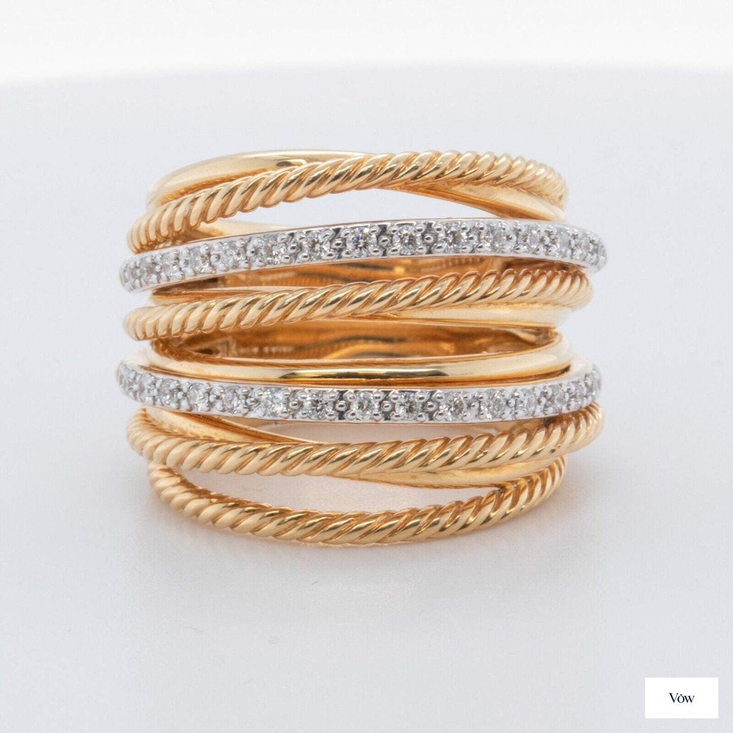 David Yurman Double Diamond Crossover — 0.33ct, 18k Yellow Gold — Authentic Pre-Owned