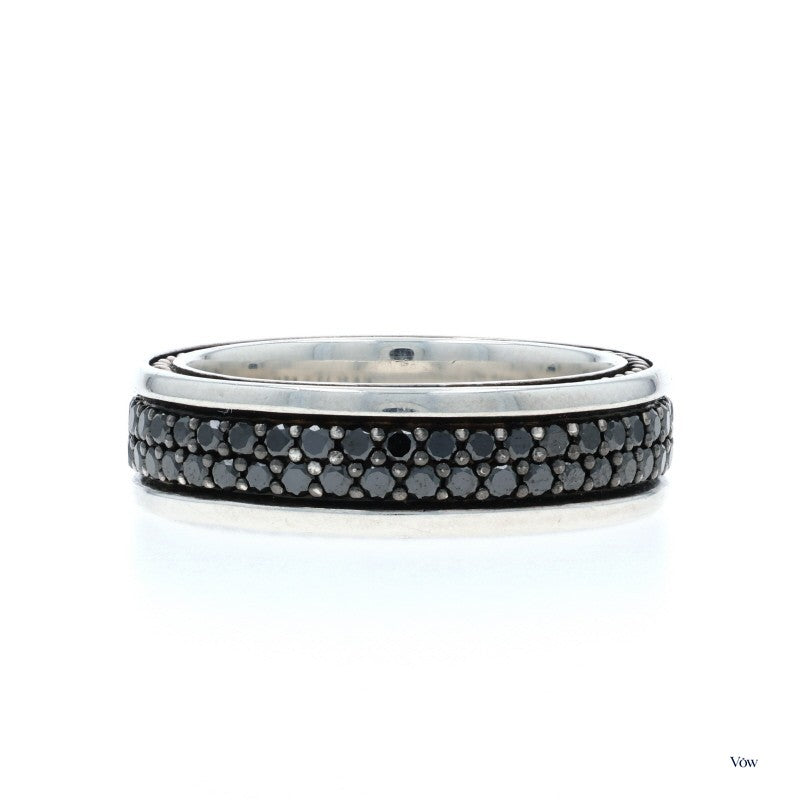 David Yurman Streamline Two Row — 1.40ct Black Diamond Men's Band, Sterling Silver — Authentic Pre-Owned