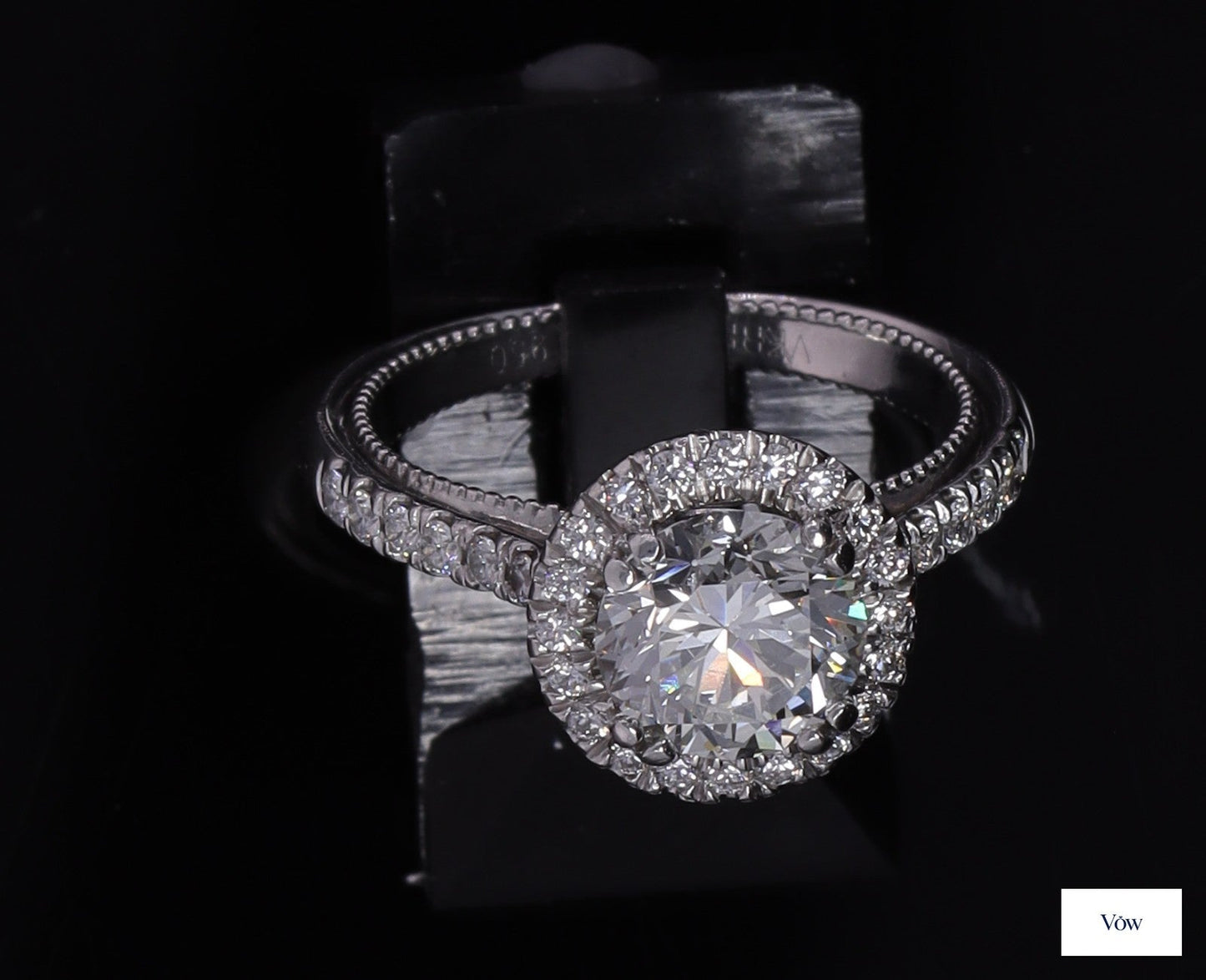 Verragio Platinum Halo Diamond Ring — 1.43-1.58ct Round — Authentic Pre-Owned