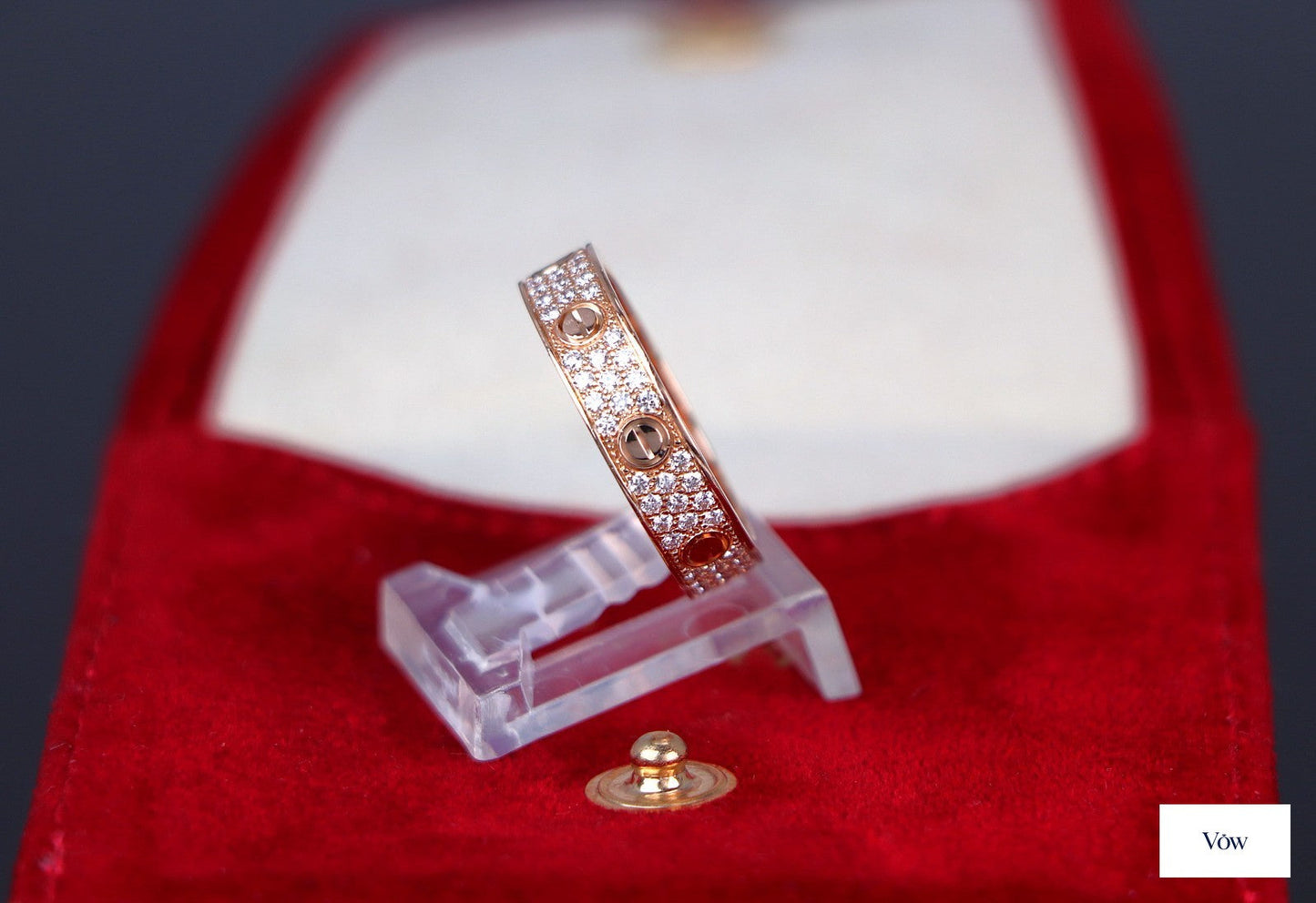 Cartier Love Ring — 0.31ct Round Pavé, 18K Rose Gold — Authentic Pre-Owned