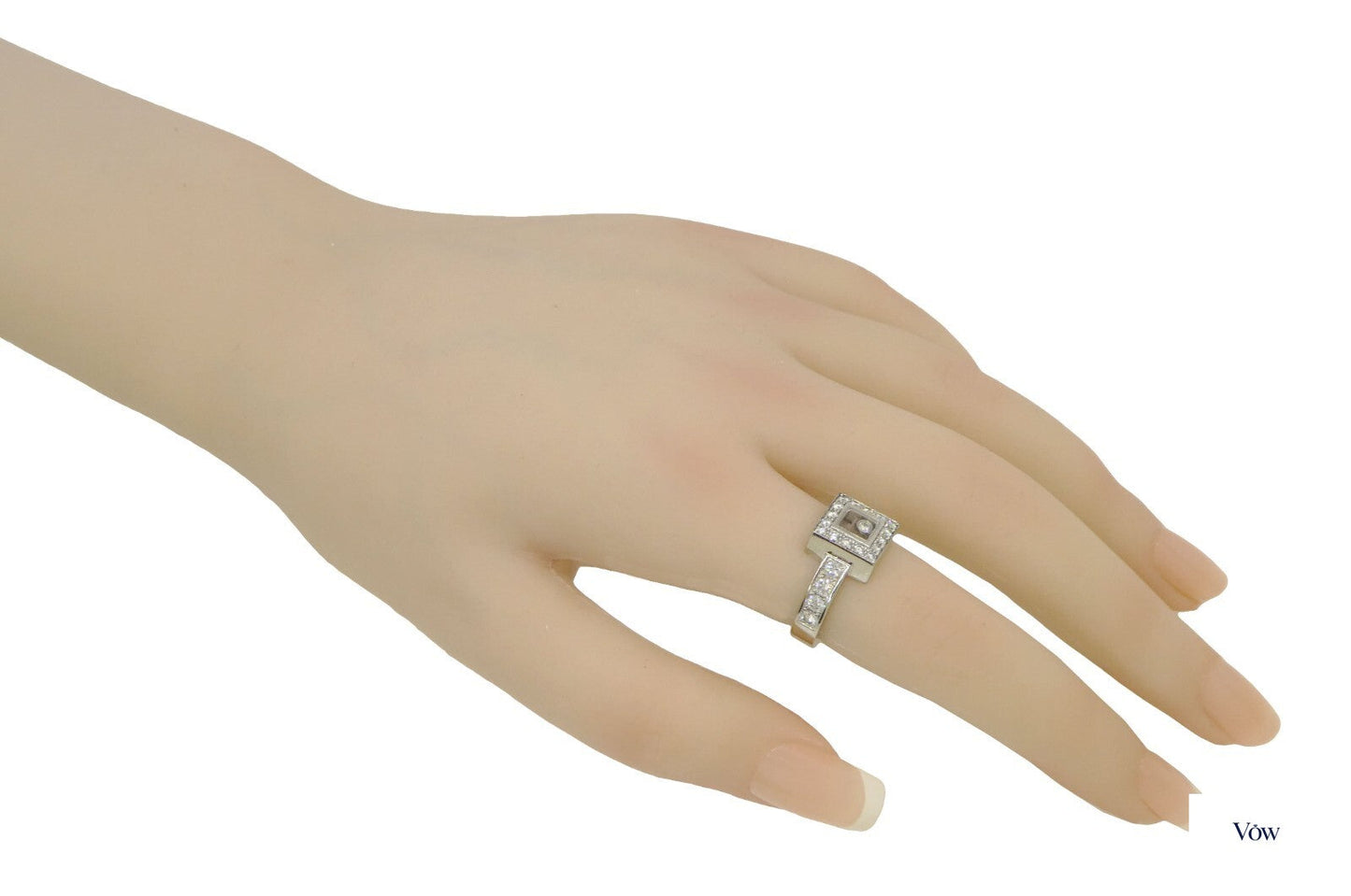 Chopard Happy Diamonds Square — 0.82ct, 18K White Gold — Authentic Pre-Owned