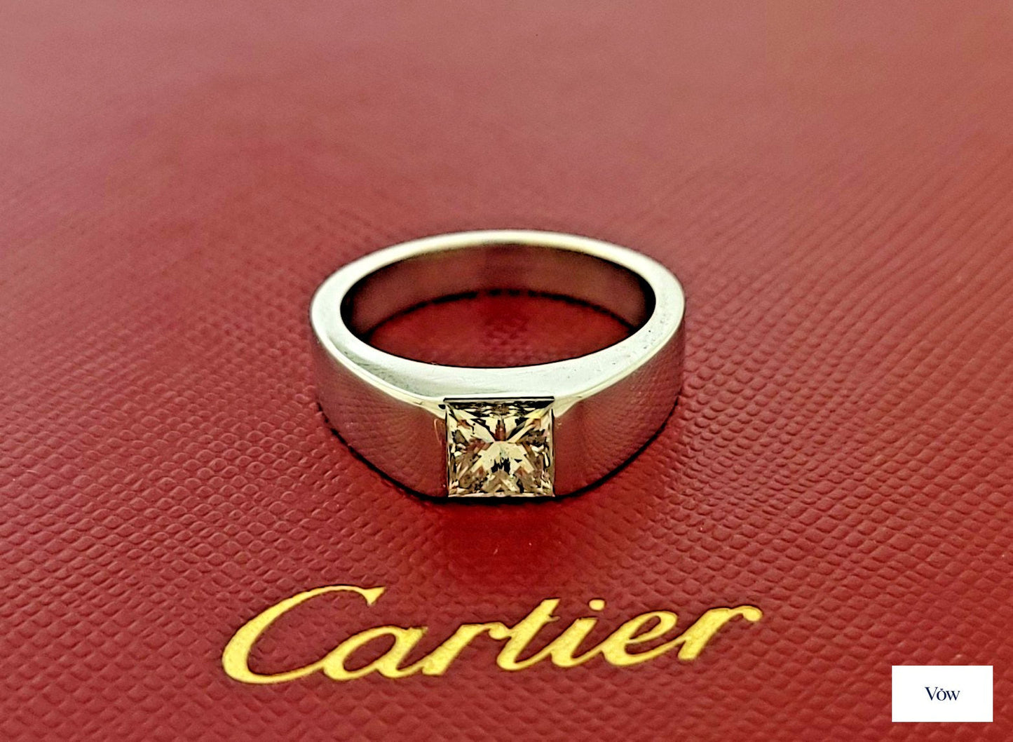Cartier Tank Ring — 1.05ct Princess Cut Diamond, 18K White Gold — Authentic Pre-Owned
