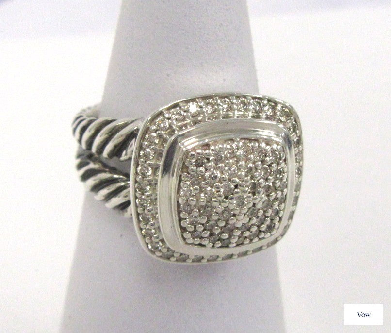 David Yurman Diamond Split Shank Ring — Sterling Silver — Authentic Pre-Owned