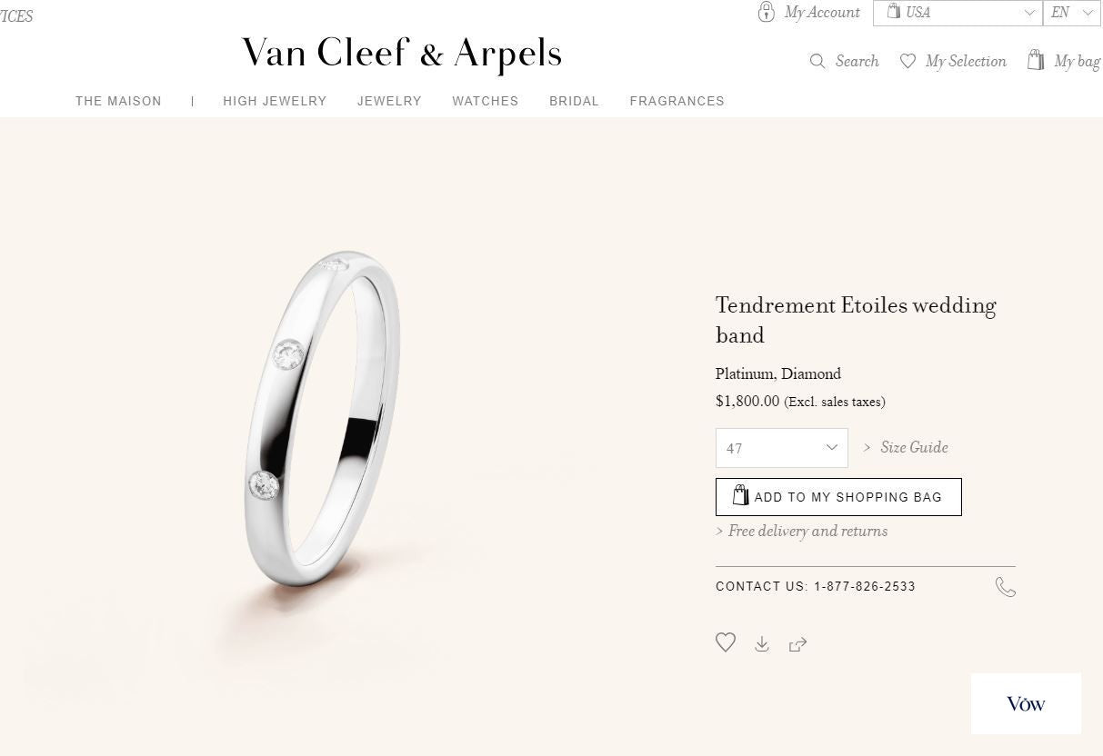 Van Cleef & Arpels Tendrement Étoiles — 0.06ct Platinum Band — Authentic Pre-Owned