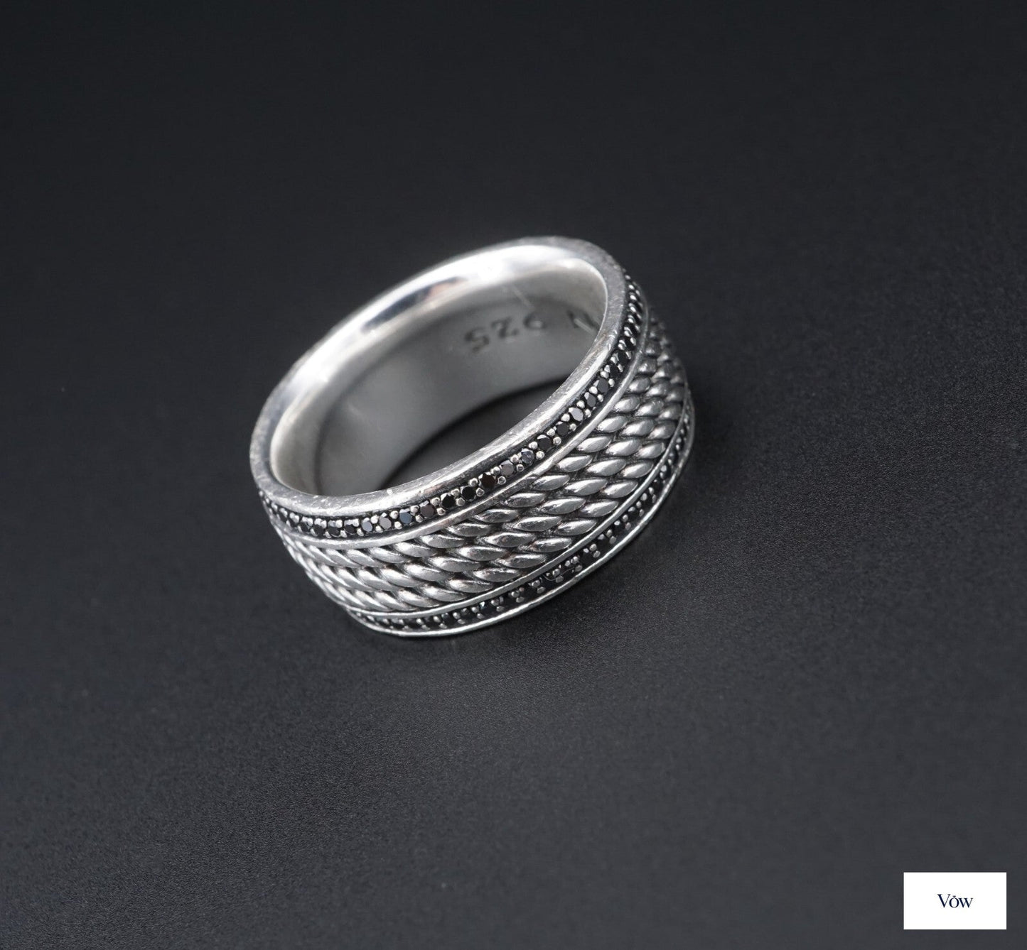 David Yurman Sterling Silver Ring — Black Diamond Statement — Authentic Pre-Owned