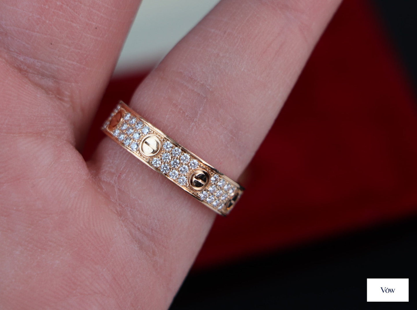 Cartier Love Ring — 0.31ct Round Pavé, 18K Rose Gold — Authentic Pre-Owned