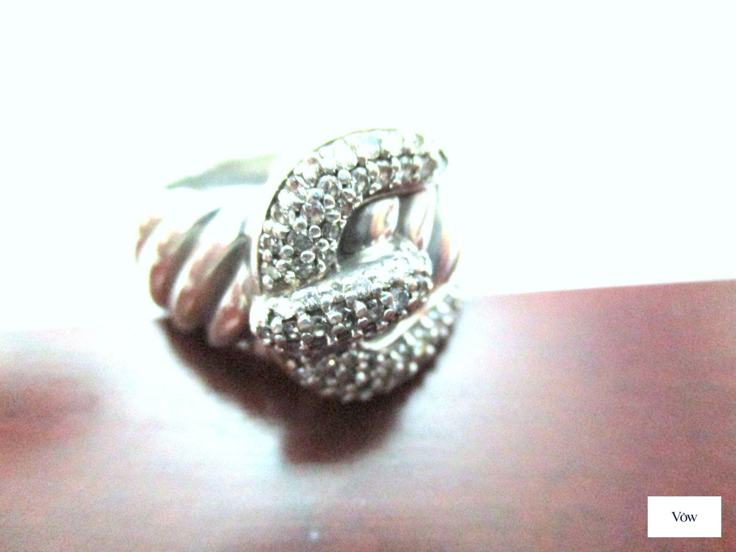 David Yurman Diamond Buckle Ring — Sterling Silver, Size 6 — Authentic Pre-Owned