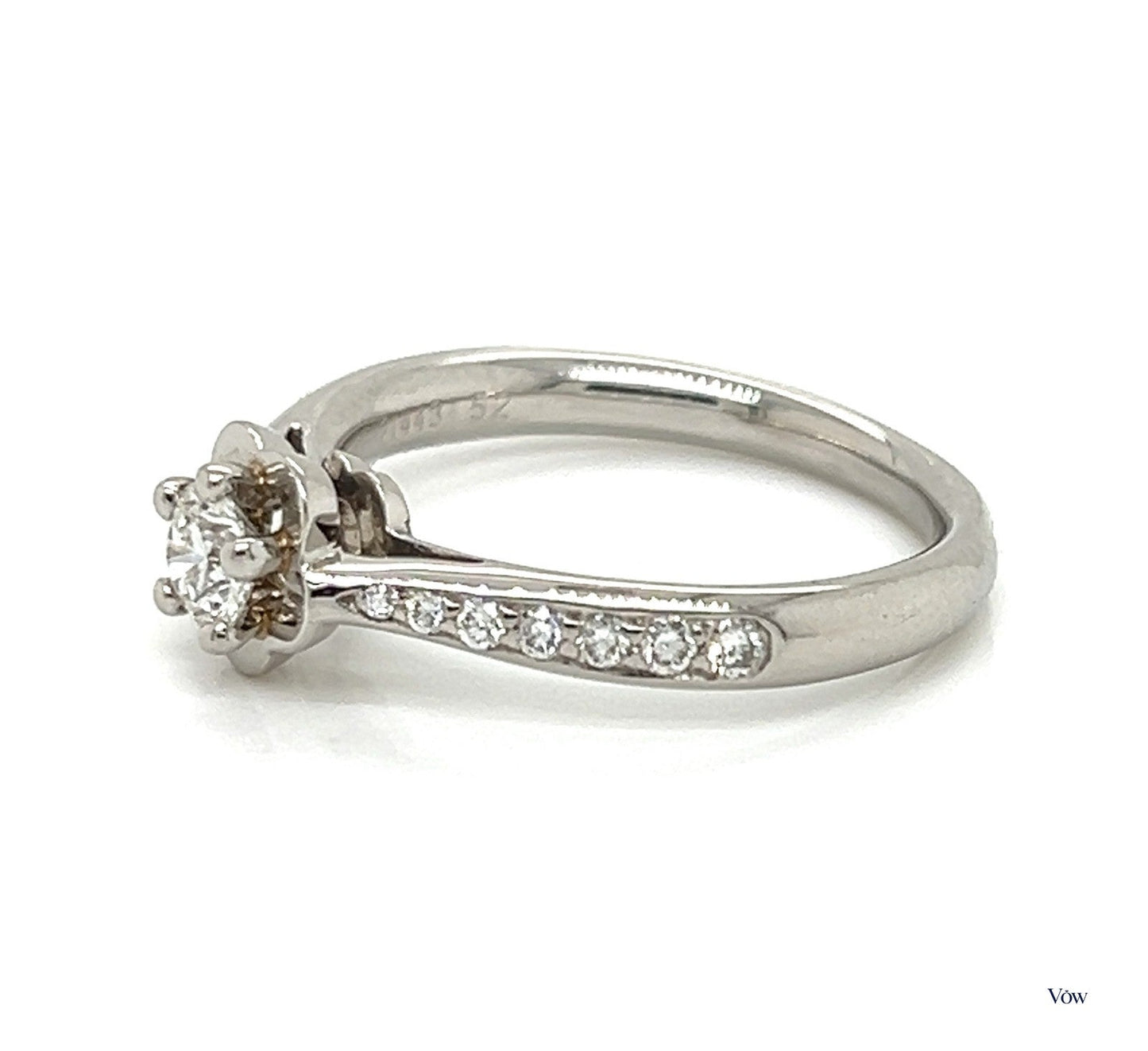 Chanel Camellia Diamond Ring — 0.25ct Round, Platinum — Authentic Pre-Owned