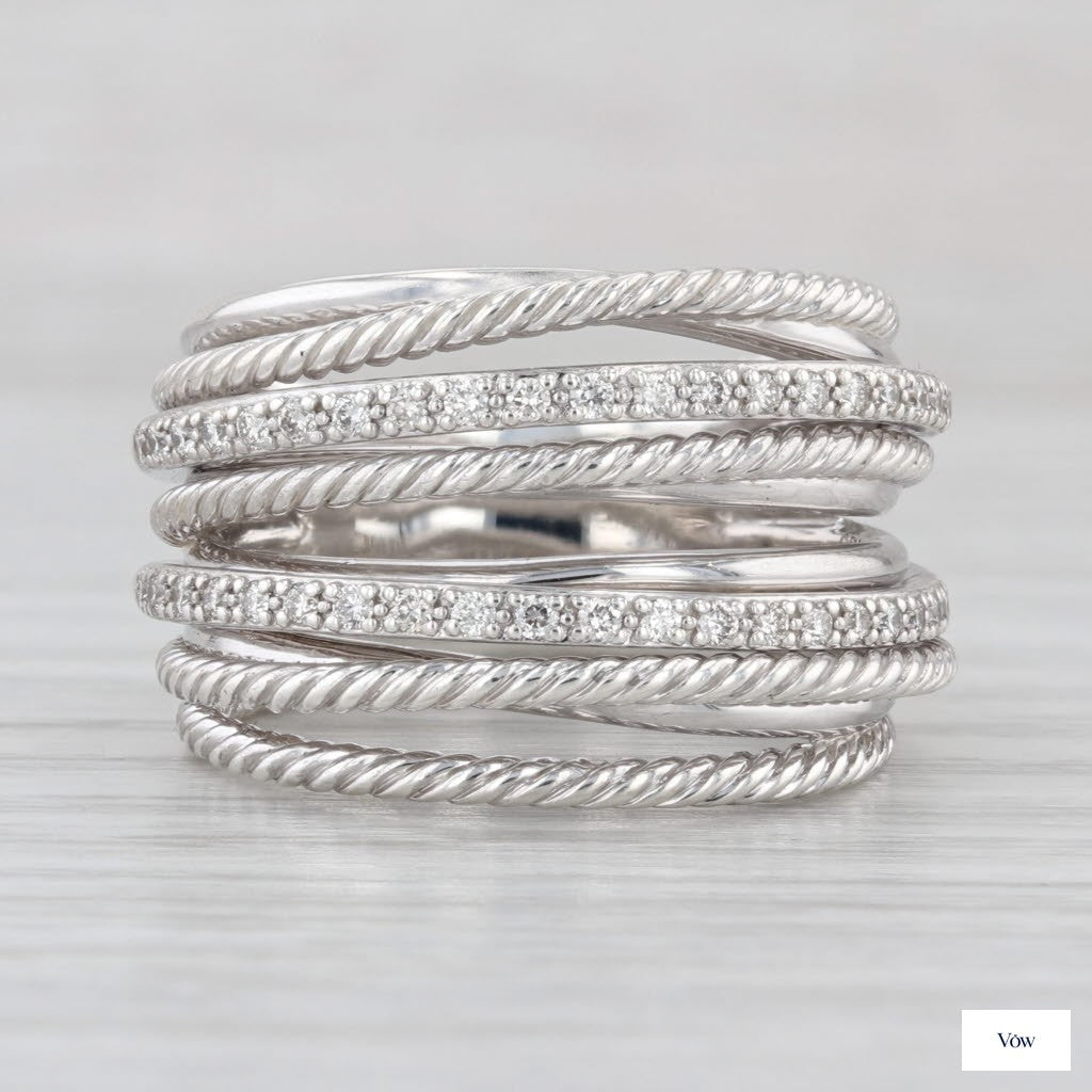 David Yurman Crossover Ring — 0.30ct Diamond, Sterling Silver — Authentic Pre-Owned