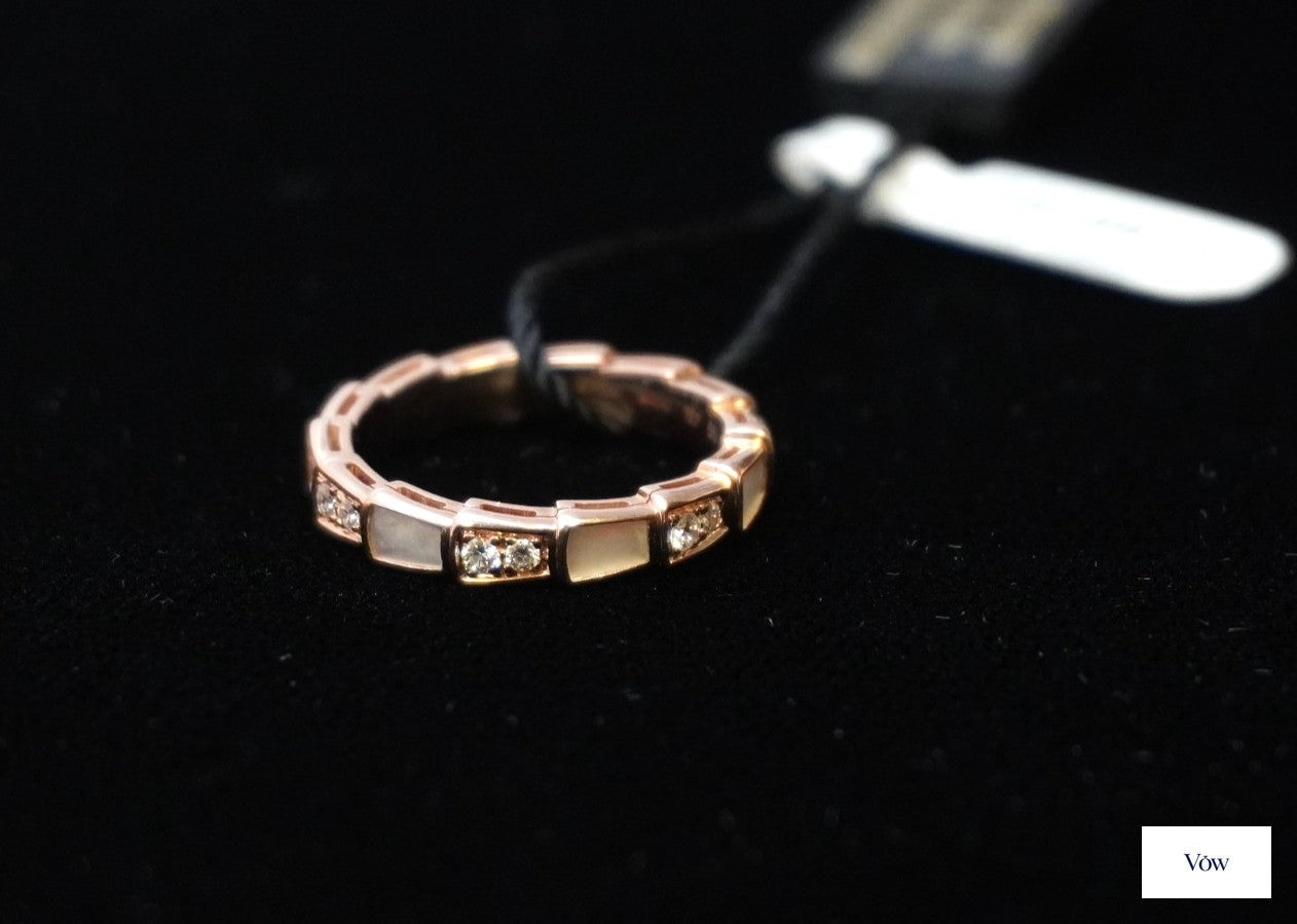 Bulgari Serpenti Diamond Ring — Rose Gold, Size 7 — Authentic Pre-Owned