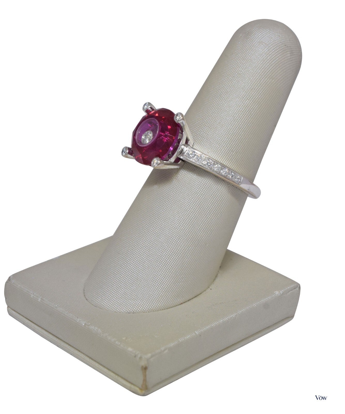 Chopard So Happy Diamond & Red Stone Ring — 18K White Gold — Authentic Pre-Owned