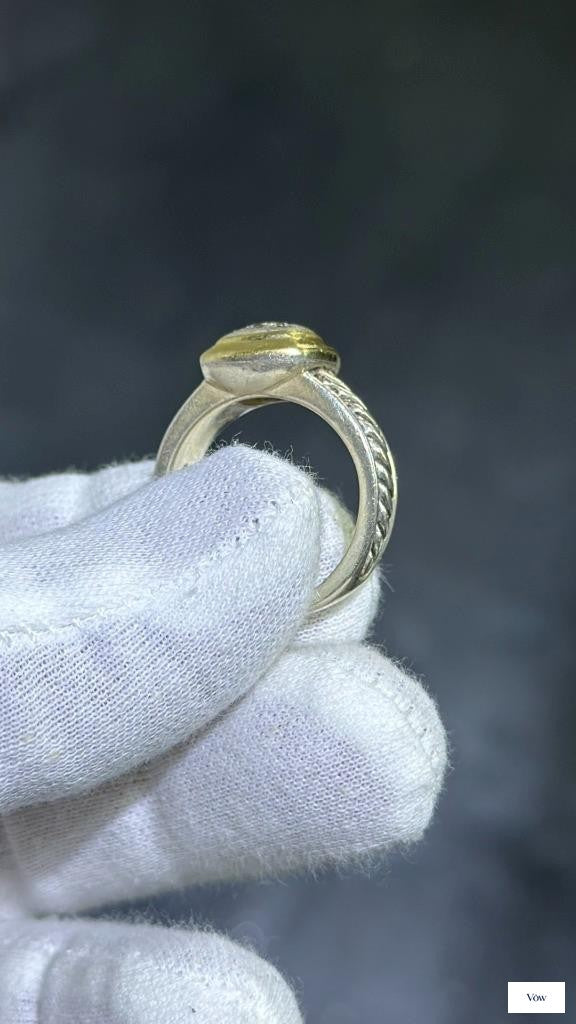 David Yurman Vintage Diamond Ring — Two-Tone Gold, Size 8 — Authentic Pre-Owned