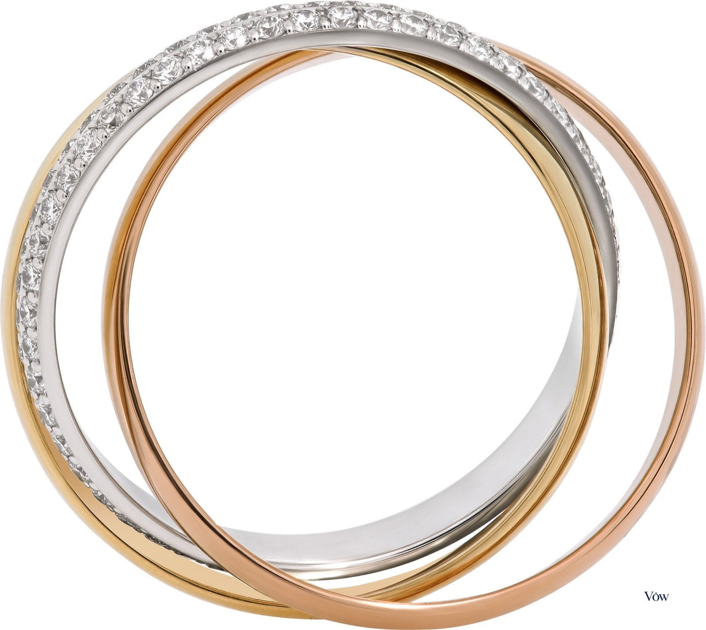 Cartier Trinity Ring — 18k Gold Diamond Pavé, Size 5.5 — Authentic Pre-Owned