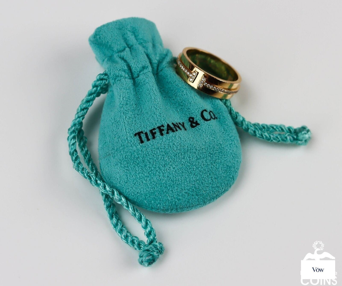 Tiffany & Co. Wide T Band — 0.12ct Yellow Gold Ring — Authentic Pre-Owned