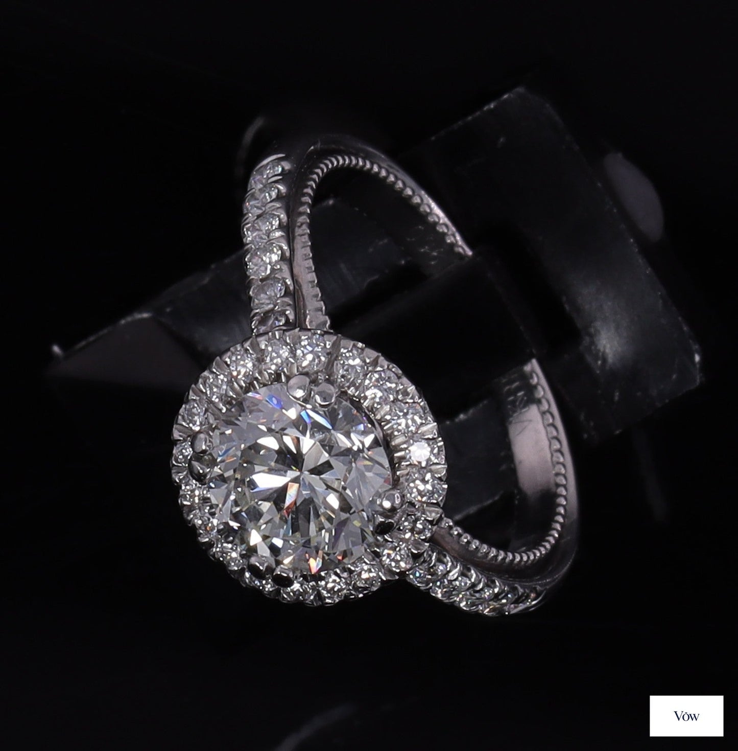Verragio Platinum Halo Diamond Ring — 1.43-1.58ct Round — Authentic Pre-Owned