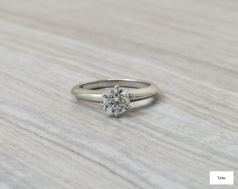Tiffany & Co. Round Brilliant Solitaire — 0.72ct Diamond, Platinum — Authentic Pre-Owned