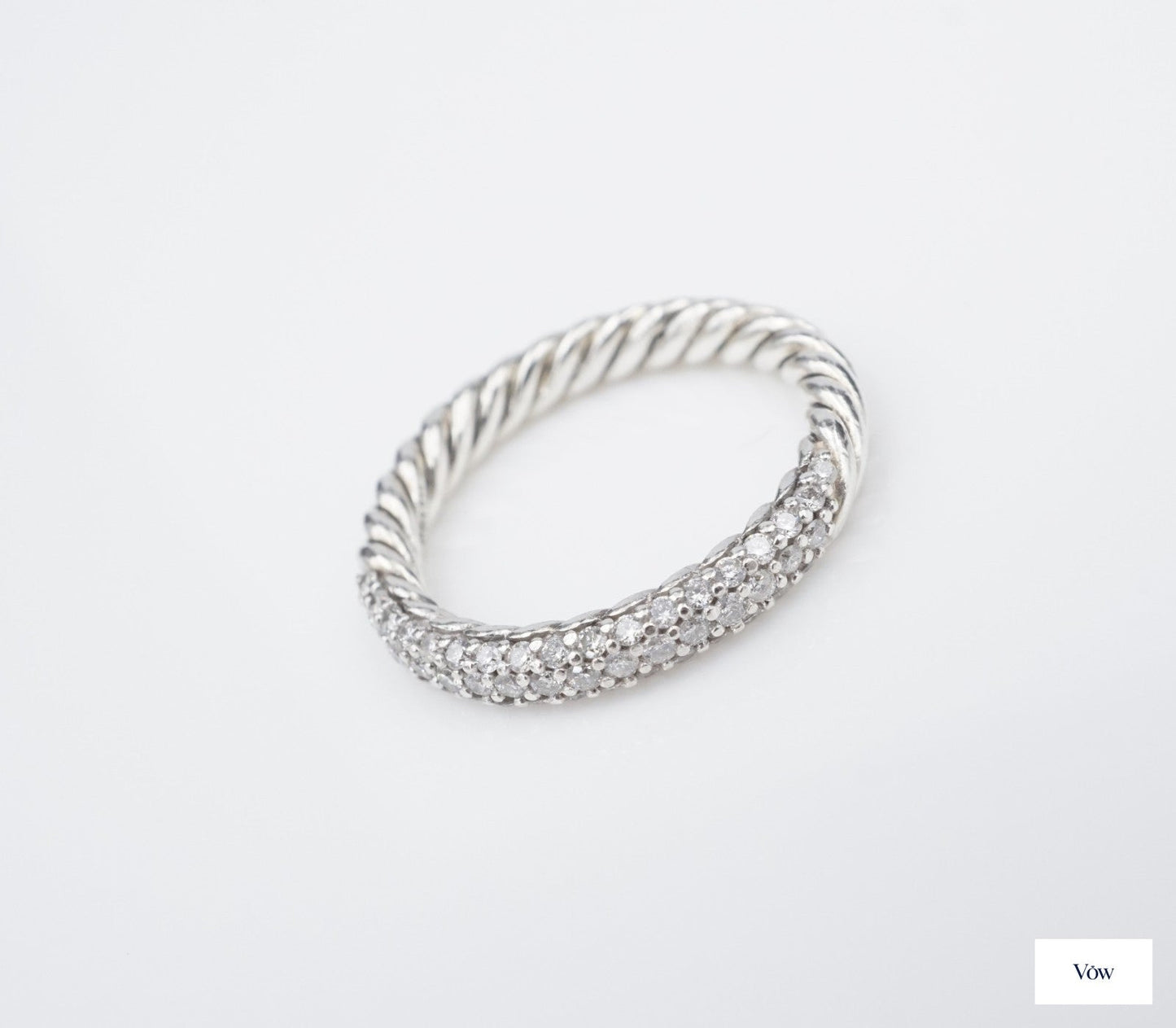 David Yurman Petite Pave Stack Ring — Sterling Silver — Authentic Pre-Owned