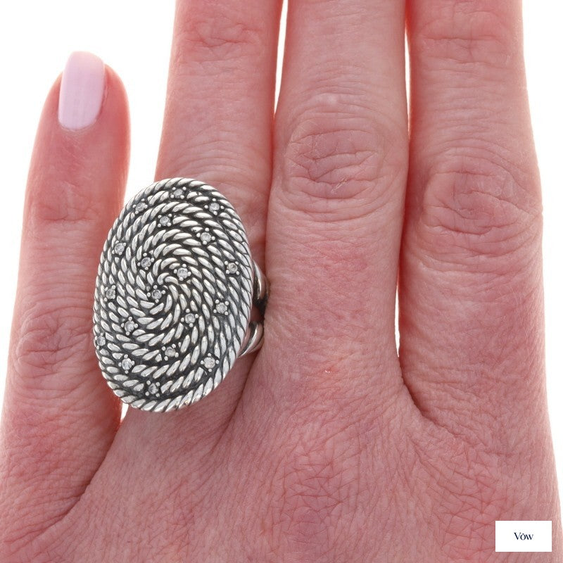 David Yurman Midnight Melange Cable Coil — 0.28ct Diamond, Sterling Silver — Authentic Pre-Owned