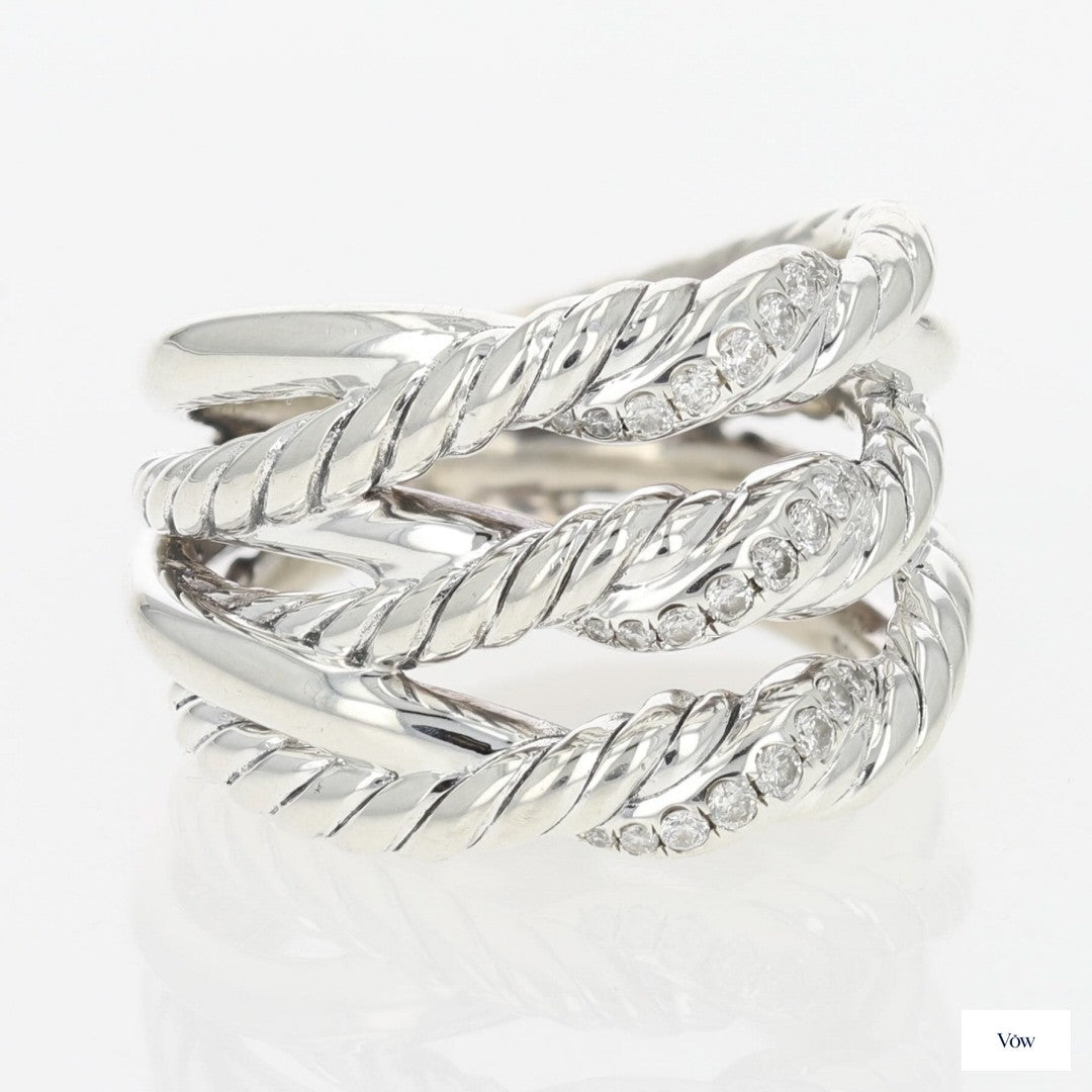 David Yurman Continuance — 0.19ct Round Diamond Pavé Ring, Sterling Silver — Authentic Pre-Owned