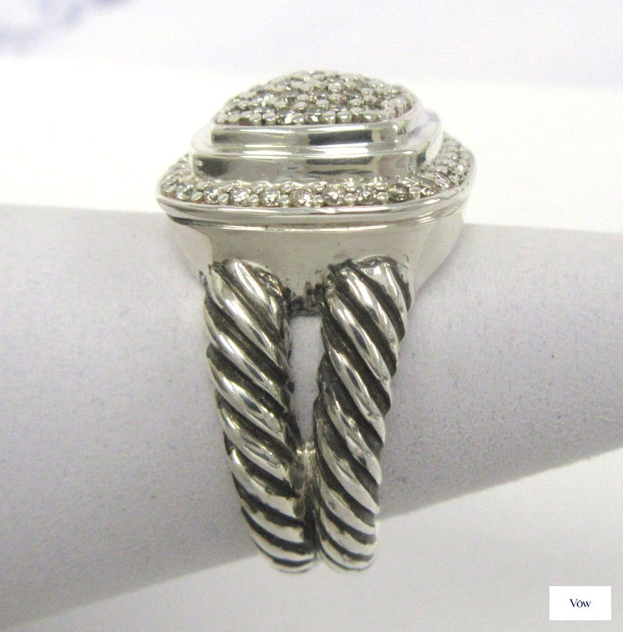 David Yurman Diamond Split Shank Ring — Sterling Silver — Authentic Pre-Owned