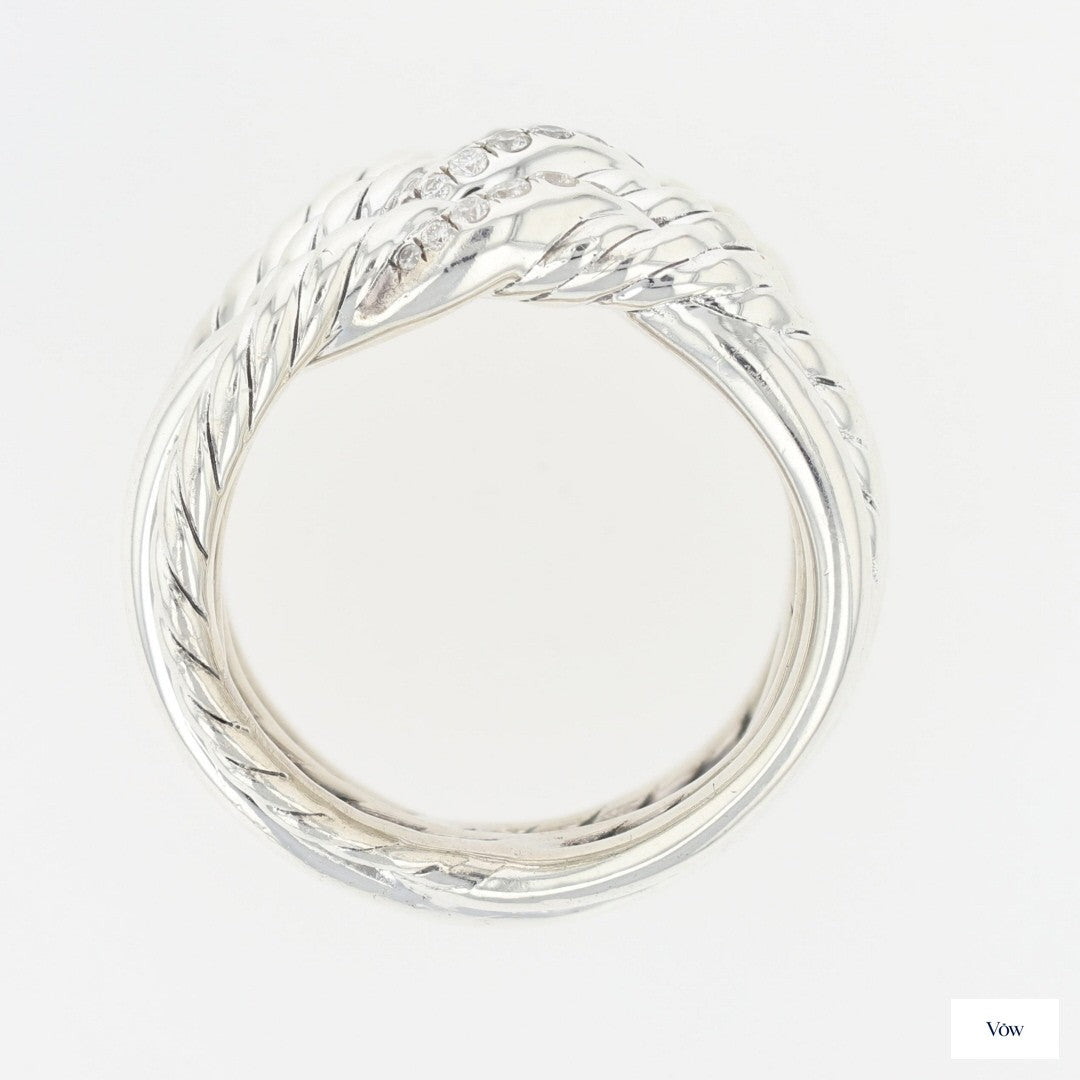 David Yurman Continuance — 0.19ct Round Diamond Pavé Ring, Sterling Silver — Authentic Pre-Owned
