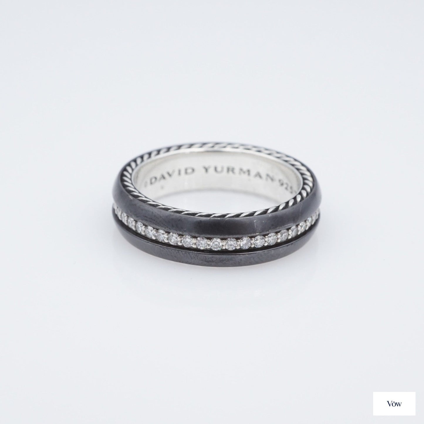 David Yurman Streamline Diamond Ring — Sterling Silver & Titanium — Authentic Pre-Owned