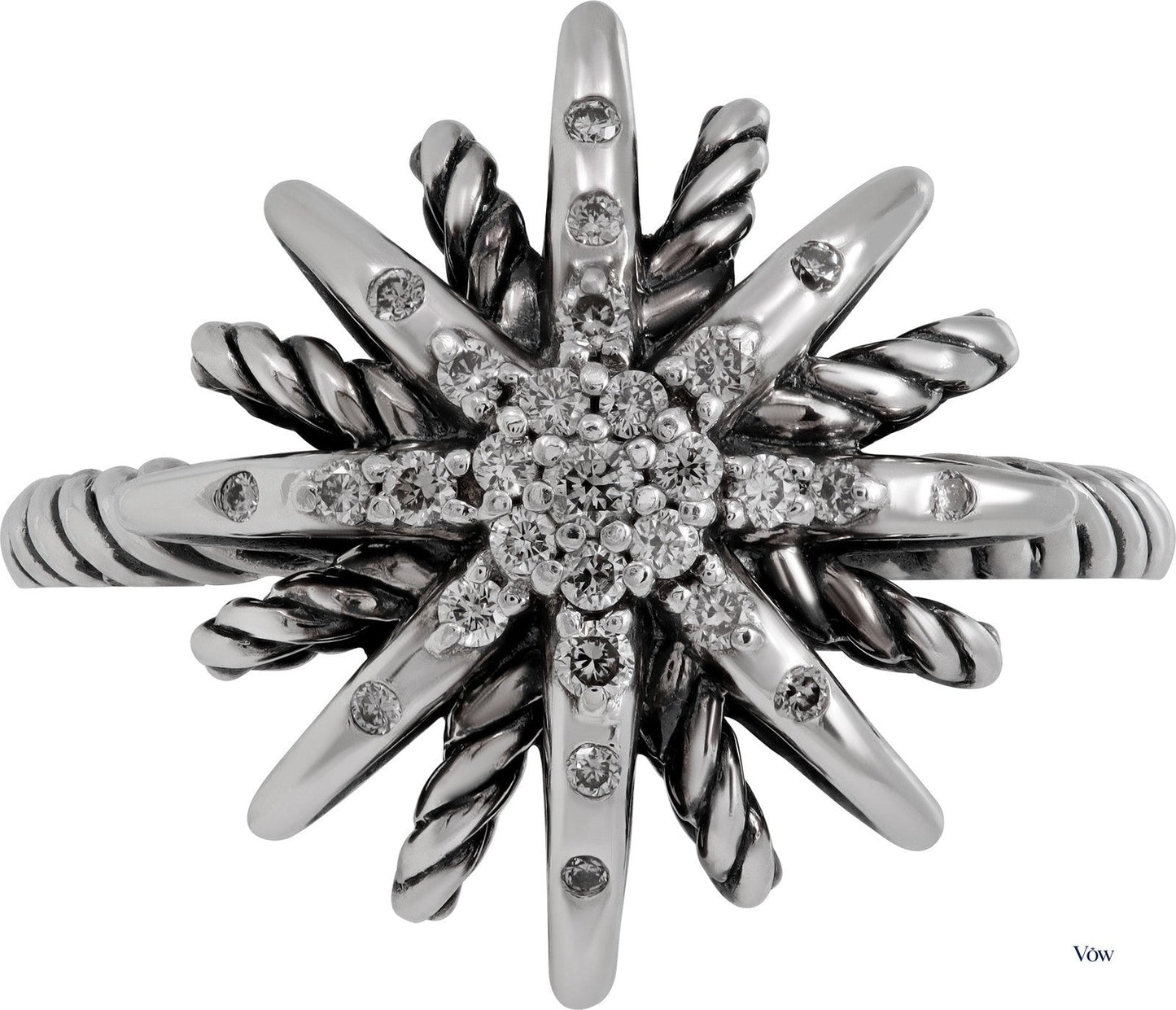 David Yurman Starburst Ring — Sterling Silver with Diamonds — Authentic Pre-Owned