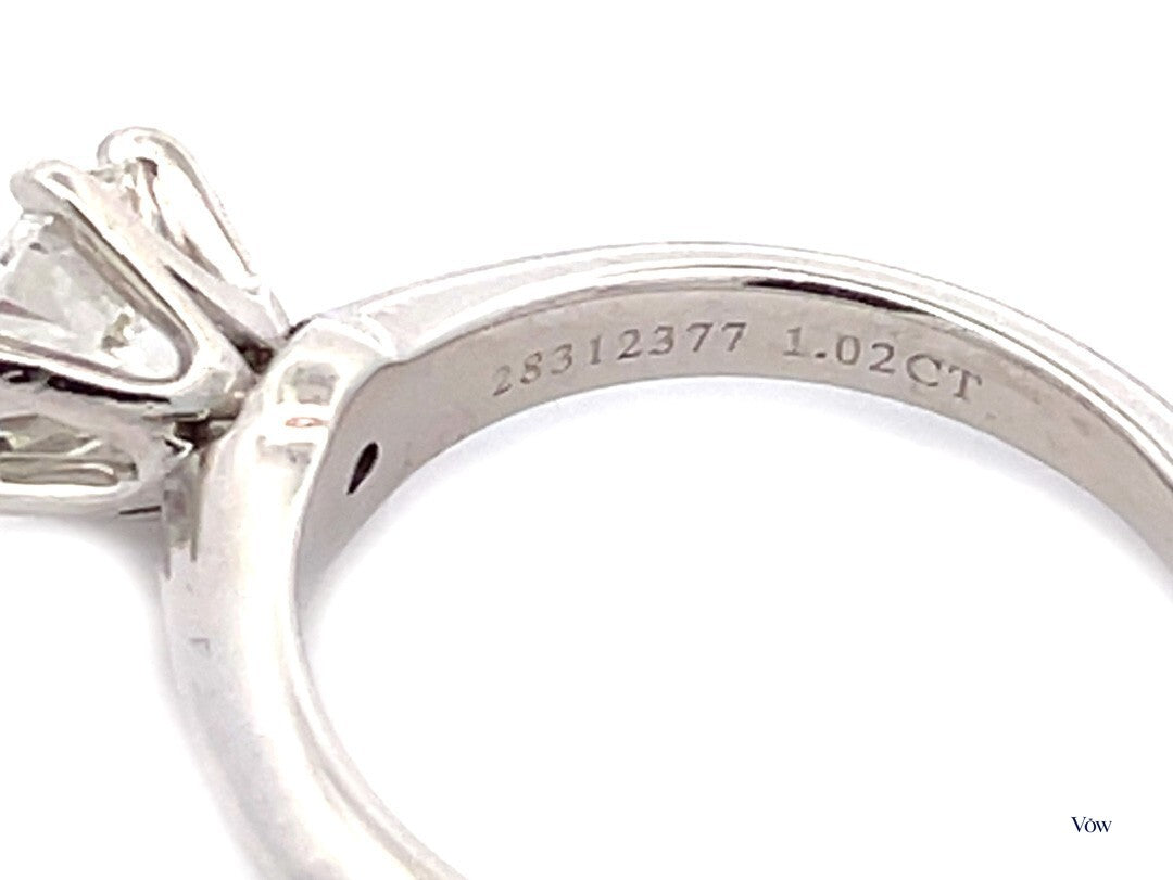 Tiffany & Co. Solitaire Diamond Ring — 1.02ct Round, Platinum — Authentic Pre-Owned
