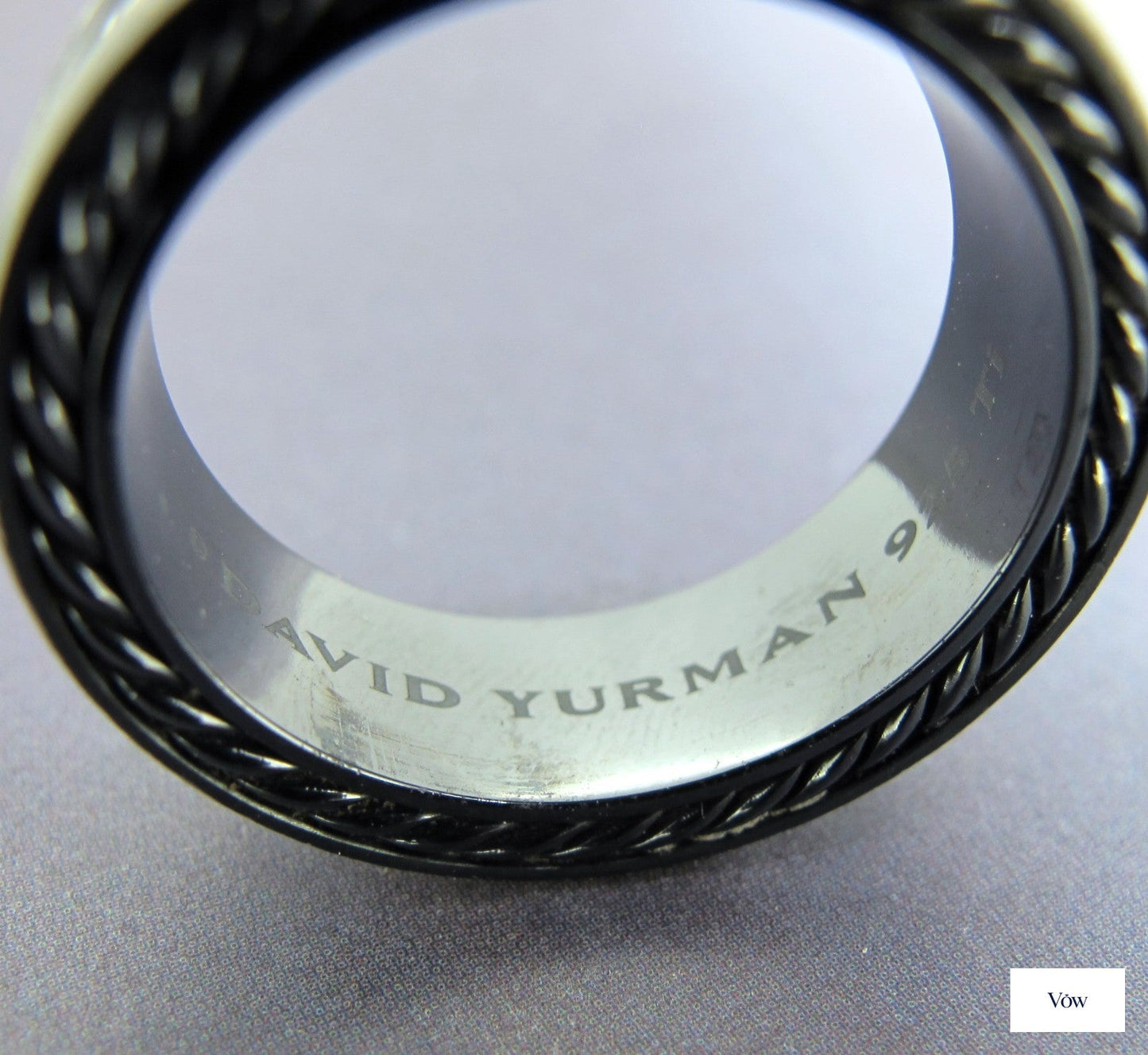 David Yurman Two Row Black Diamond Band — Sterling Silver & Titanium — Authentic Pre-Owned