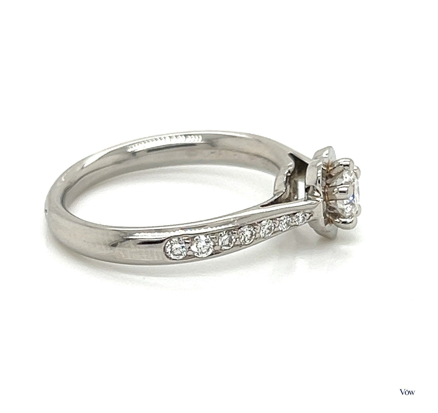 Chanel Camellia Diamond Ring — 0.25ct Round, Platinum — Authentic Pre-Owned
