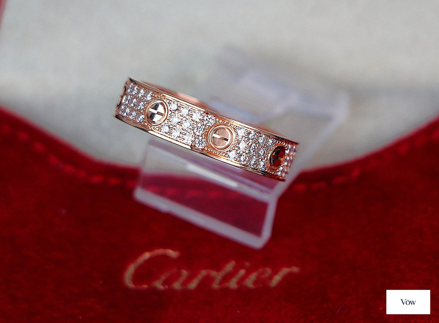 Cartier Love Ring — 0.31ct Round Pavé, 18K Rose Gold — Authentic Pre-Owned