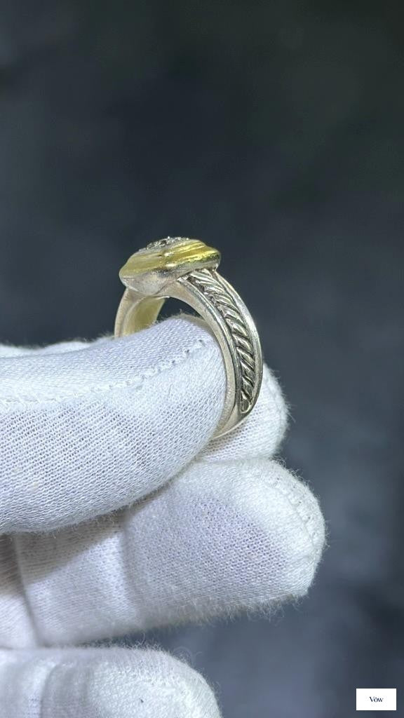 David Yurman Vintage Diamond Ring — Two-Tone Gold, Size 8 — Authentic Pre-Owned