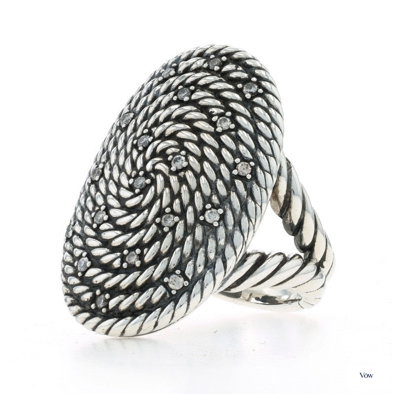David Yurman Midnight Melange Cable Coil — 0.28ct Diamond, Sterling Silver — Authentic Pre-Owned
