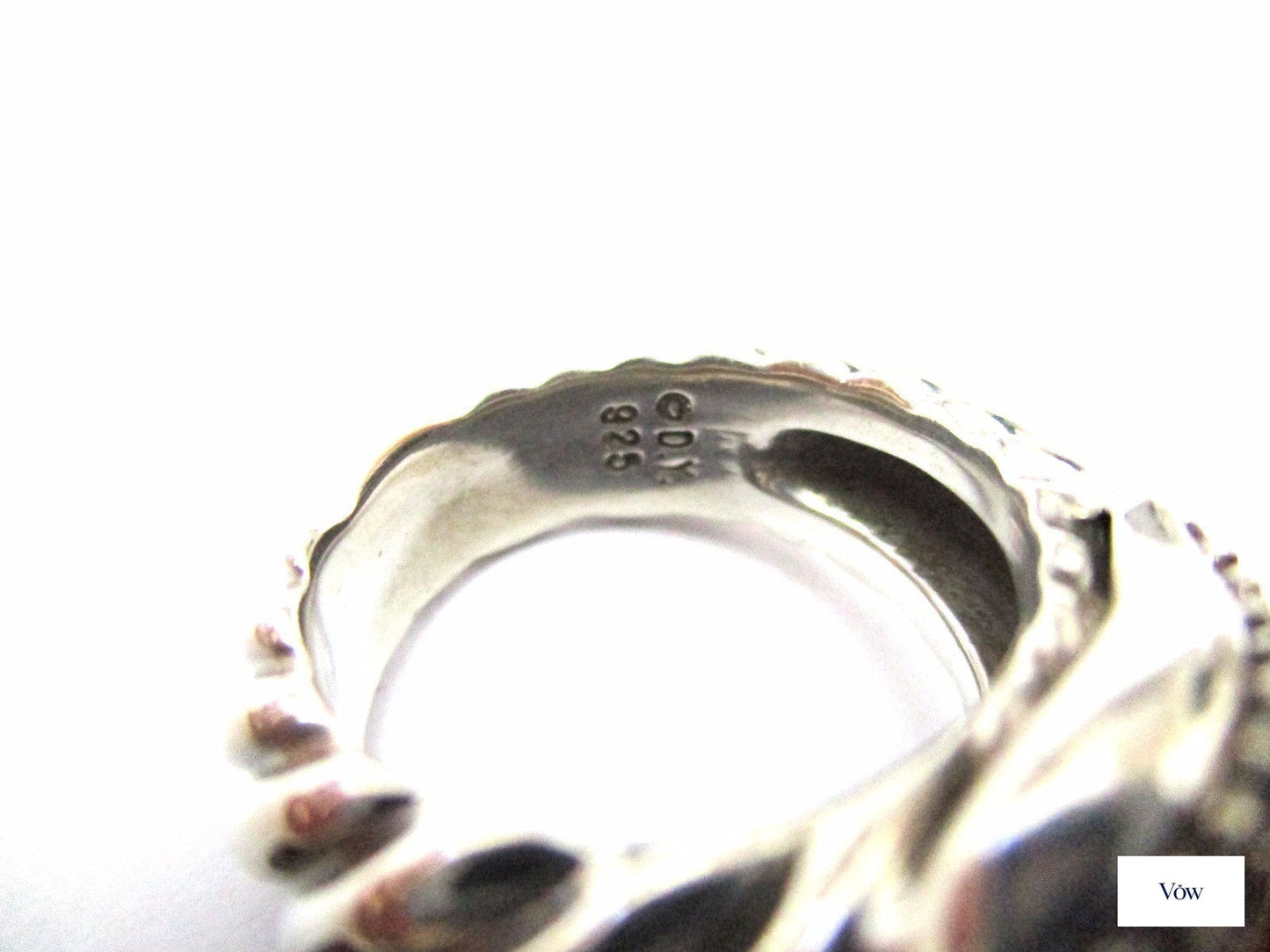 David Yurman Diamond Buckle Ring — Sterling Silver, Size 6 — Authentic Pre-Owned