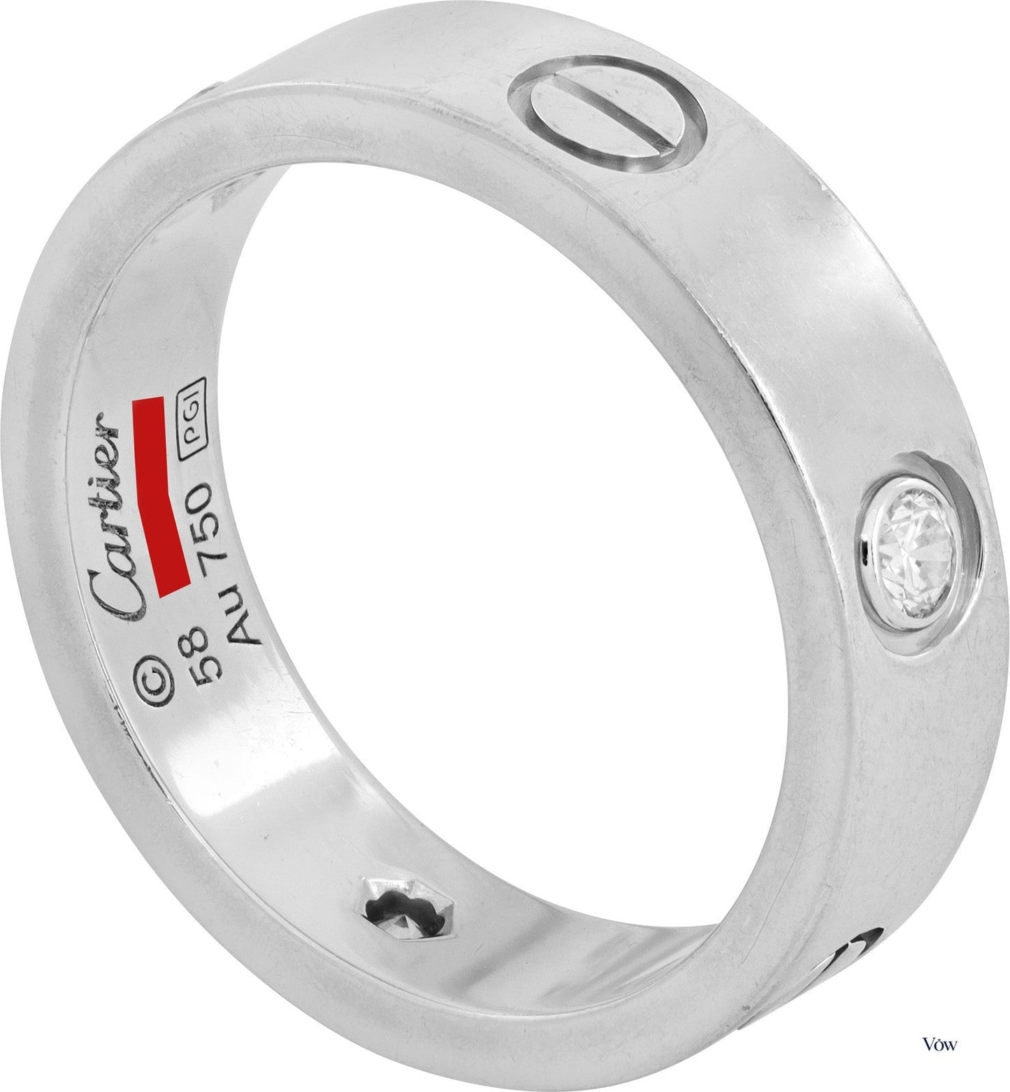 Cartier Love Ring Classic — 18K White Gold, Three Diamonds — Authentic Pre-Owned