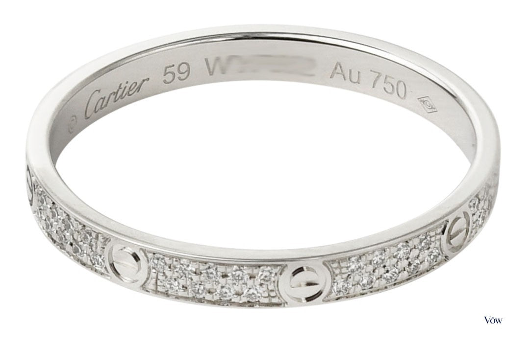 Cartier Love Ring — 0.19ct Pave Diamonds, 18k White Gold — Authentic Pre-Owned