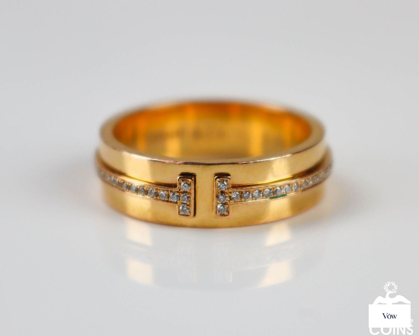 Tiffany & Co. Wide T Band — 0.12ct Yellow Gold Ring — Authentic Pre-Owned