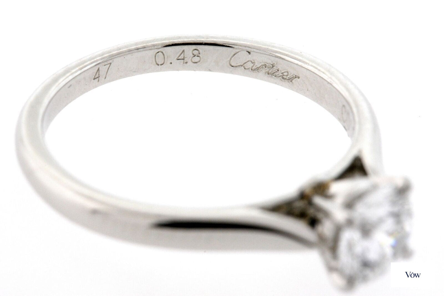 Cartier Solitaire Diamond Ring — 0.48ct Round, Platinum — Authentic Pre-Owned