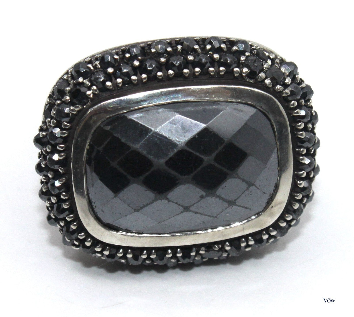 David Yurman Ostera Ring — Hematite & Black Diamond, Sterling Silver — Authentic Pre-Owned