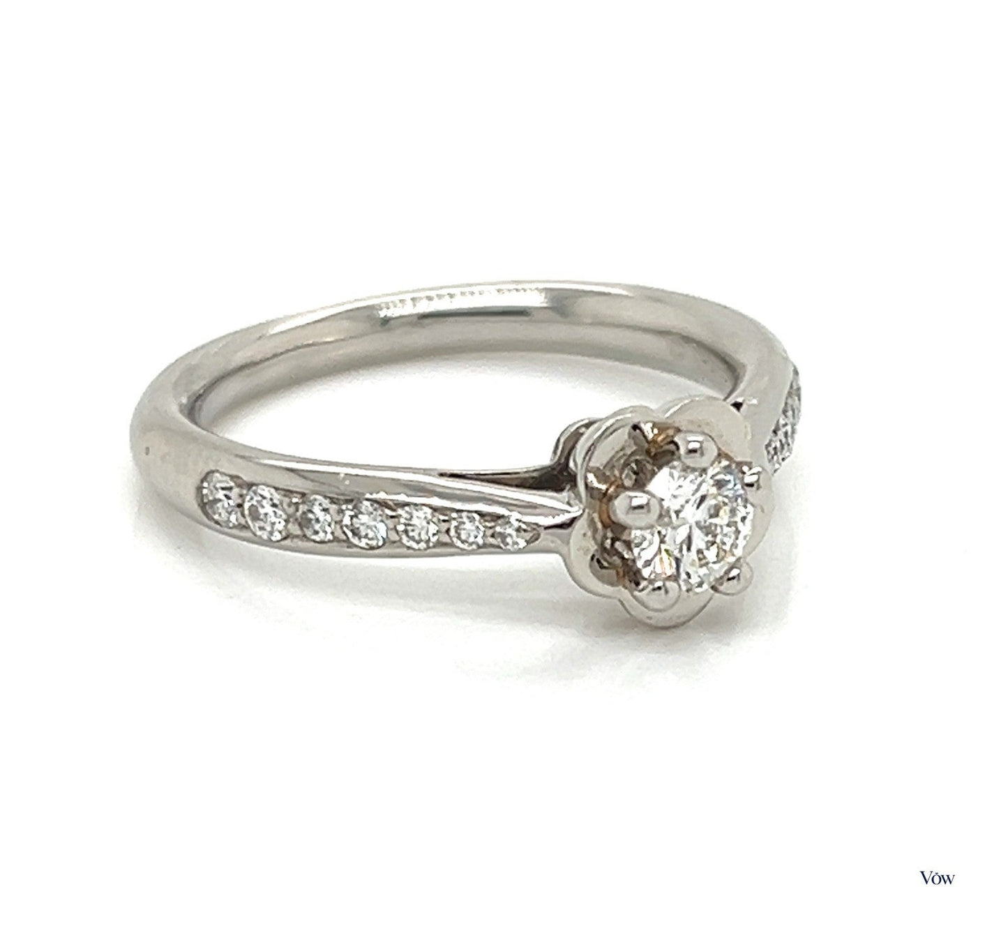 Chanel Camellia Diamond Ring — 0.25ct Round, Platinum — Authentic Pre-Owned