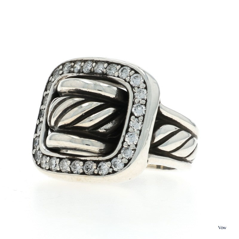 David Yurman Buckle Halo — 0.65ct Round Diamond, Sterling Silver — Authentic Pre-Owned