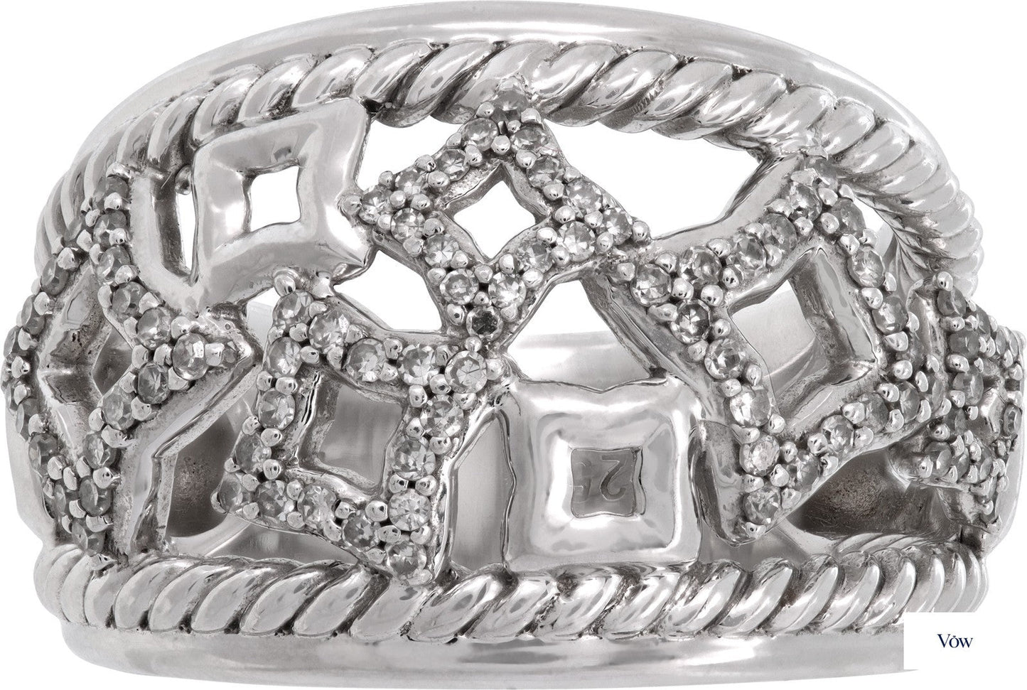 David Yurman Quatrefoil Diamond Ring — Sterling Silver — Authentic Pre-Owned