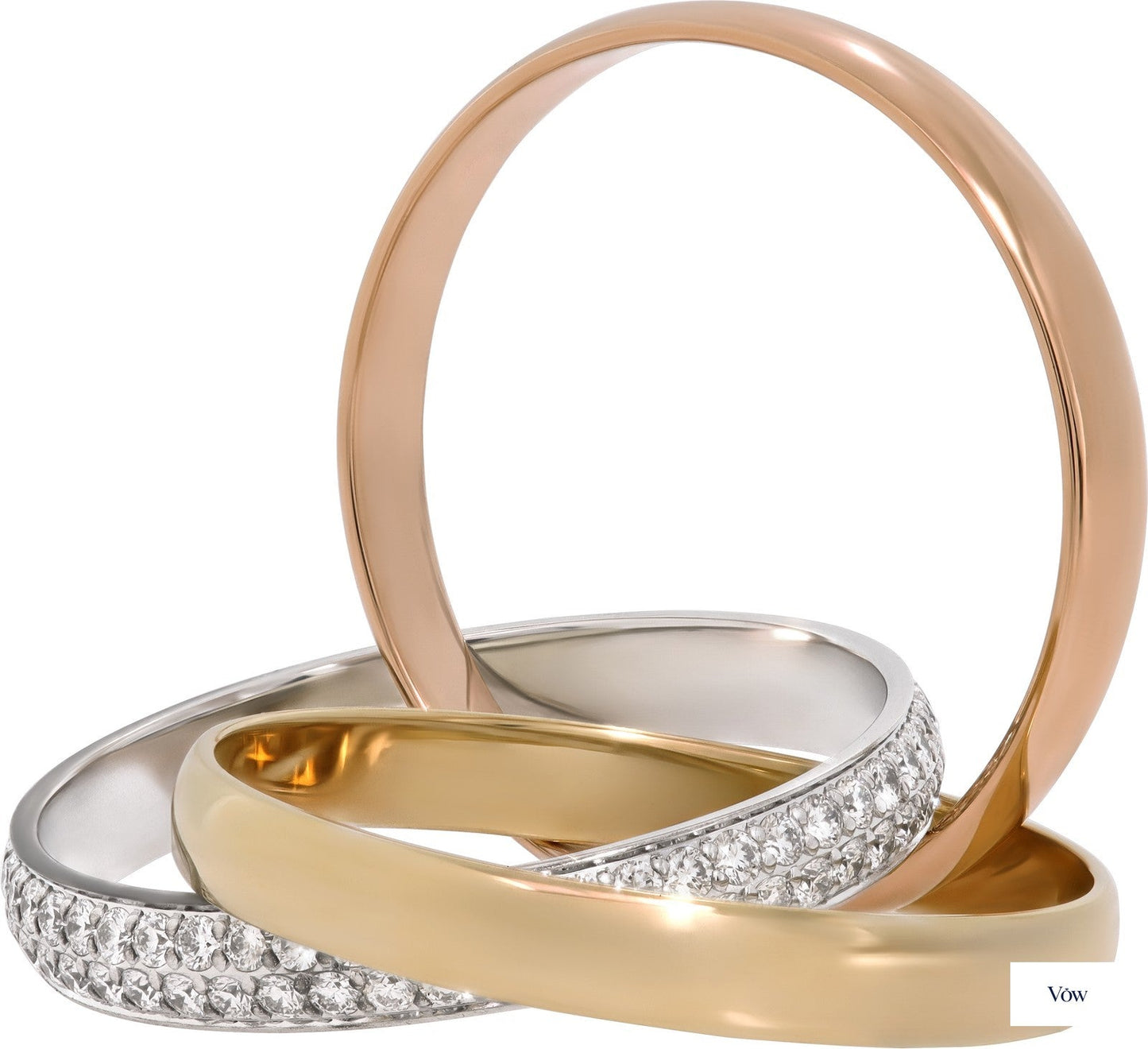 Cartier Trinity Ring — 18k Gold Diamond Pavé, Size 5.5 — Authentic Pre-Owned