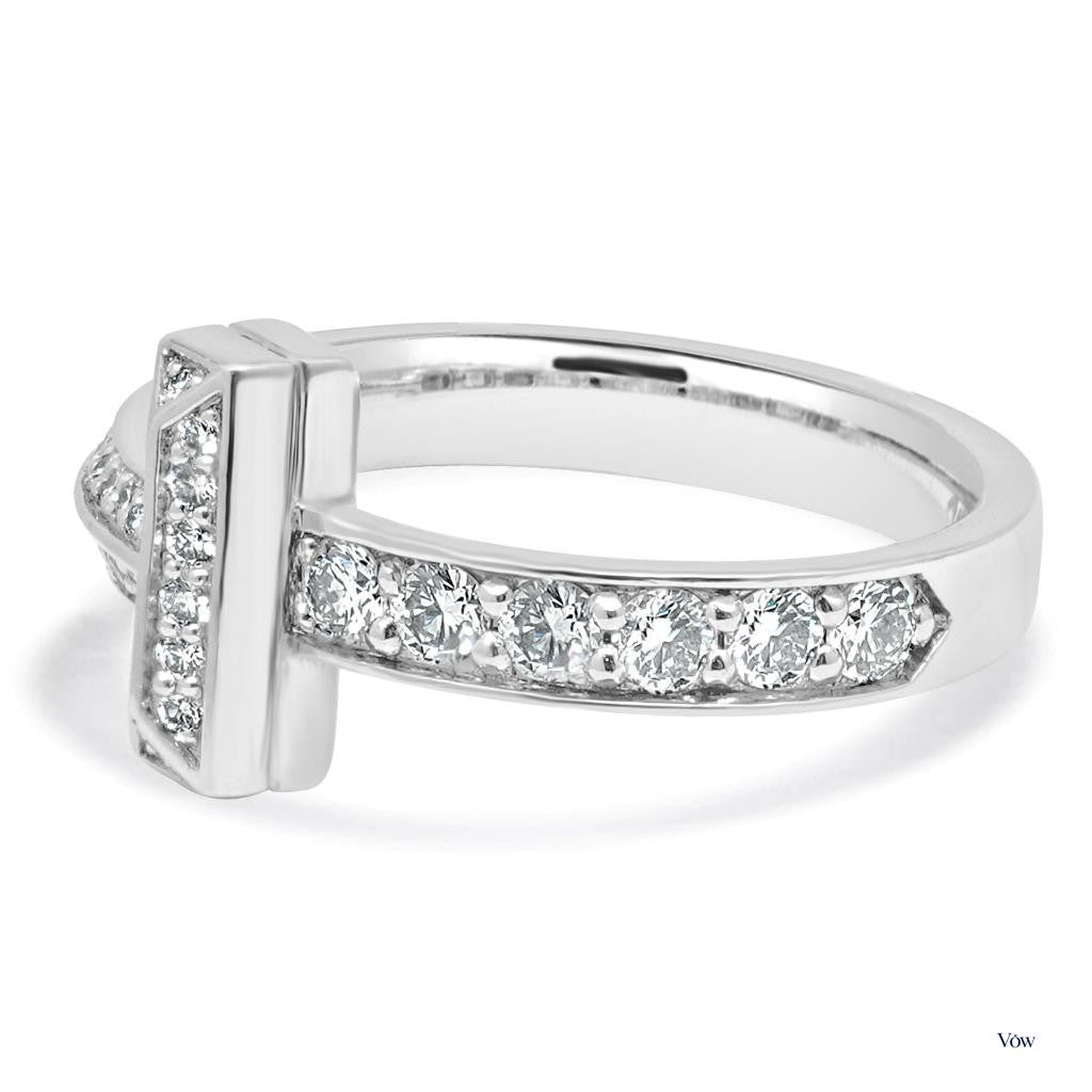 Tiffany & Co. T Diamond Ring — 0.45ct, 18k White Gold — Authentic Pre-Owned