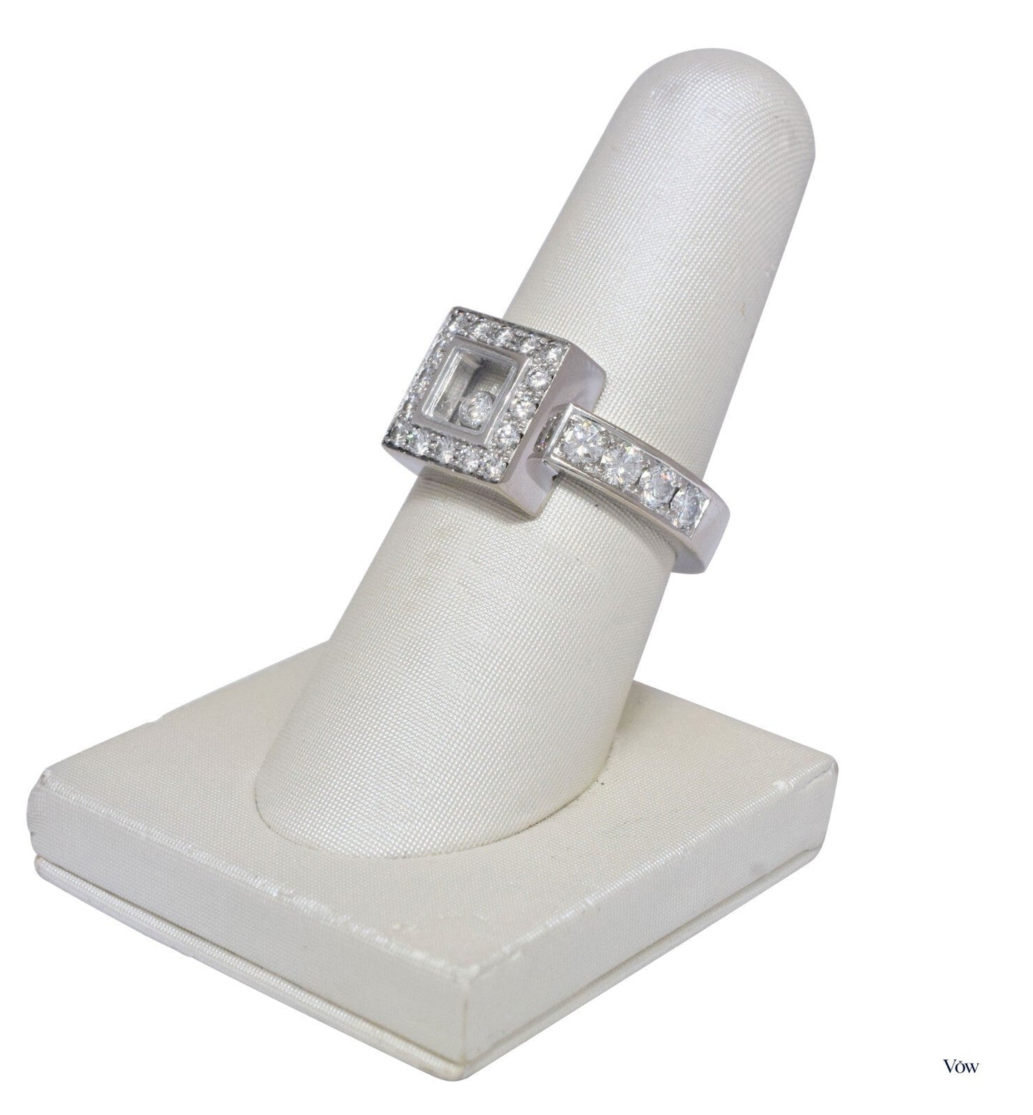 Chopard Happy Diamonds Square — 0.82ct, 18K White Gold — Authentic Pre-Owned