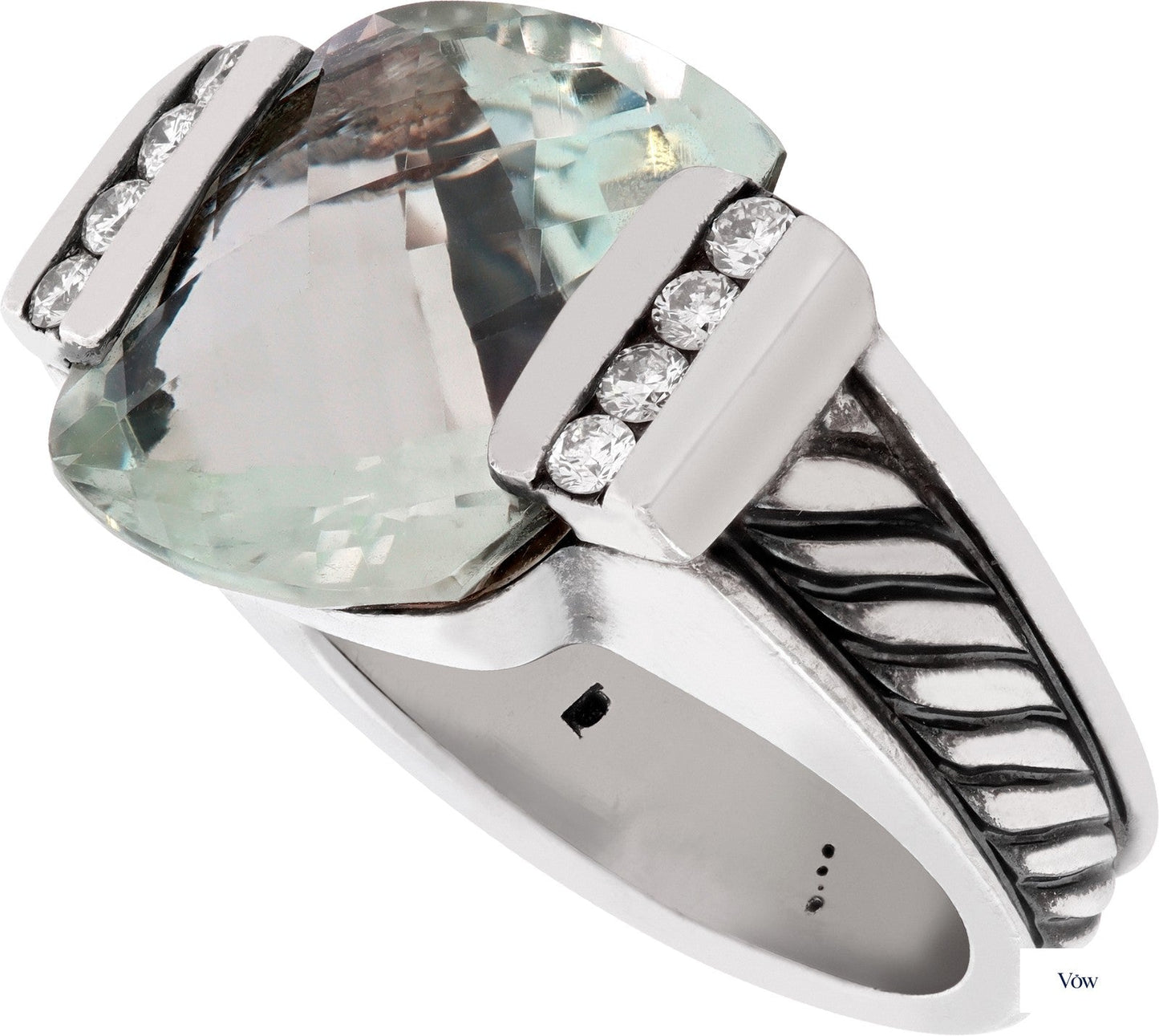 David Yurman Prasiolite & Diamond Ring — Sterling Silver — Authentic Pre-Owned