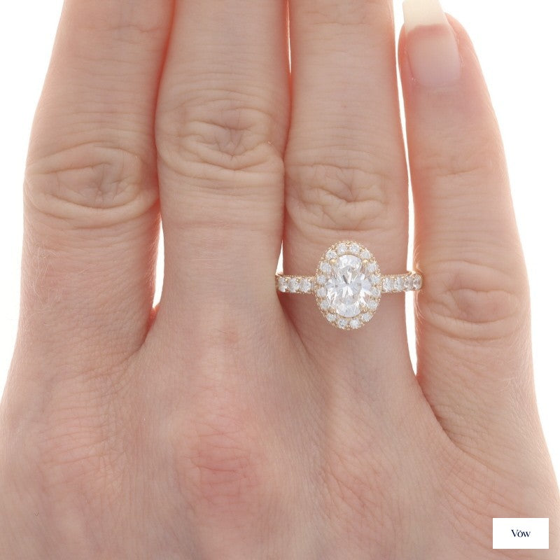Verragio Semi-Mount Halo — 0.60ct Oval, 14k Yellow Gold — Authentic Pre-Owned