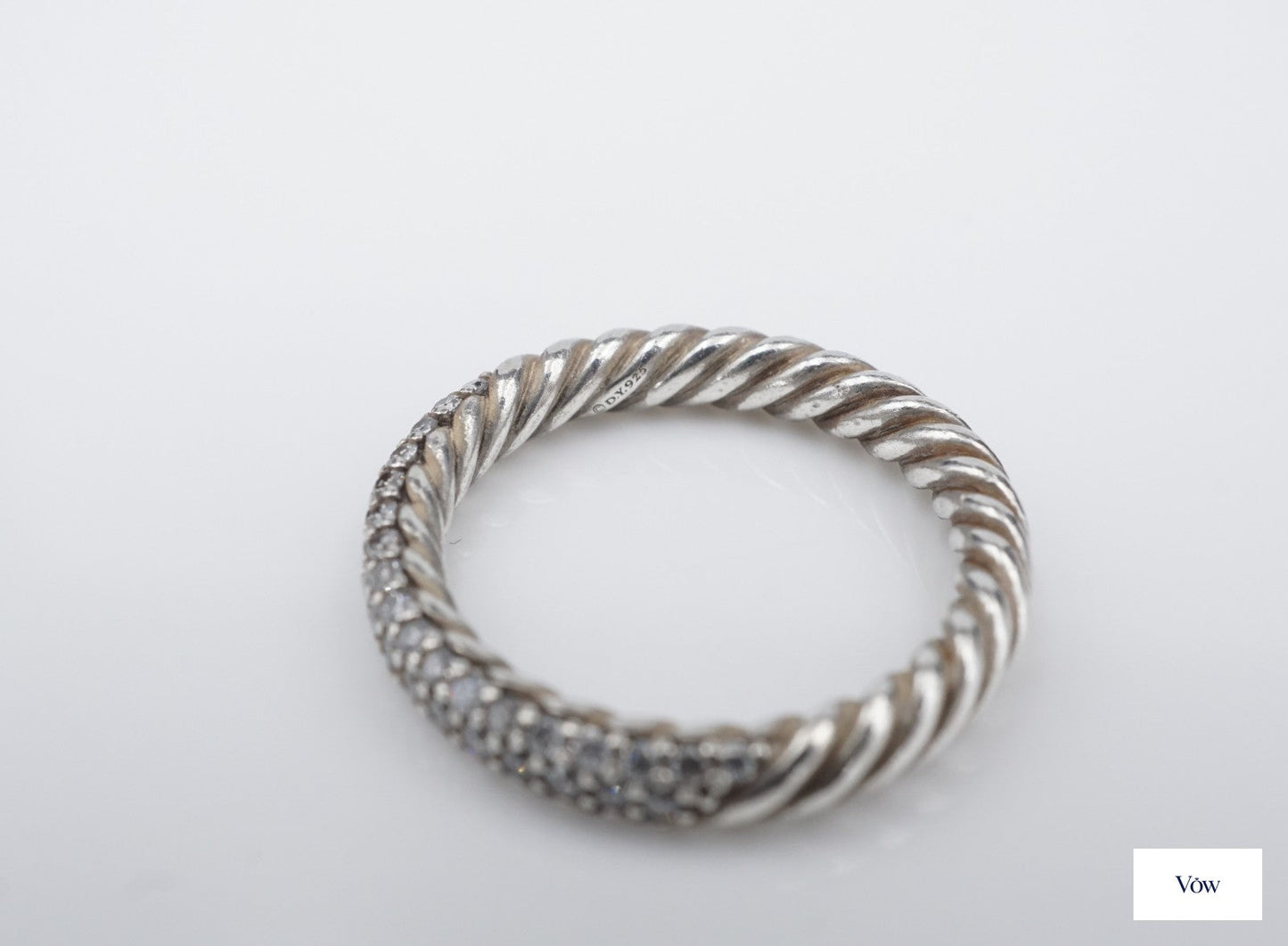 David Yurman Petite Pave Stack Ring — Champagne Diamonds, Sterling Silver — Authentic Pre-Owned