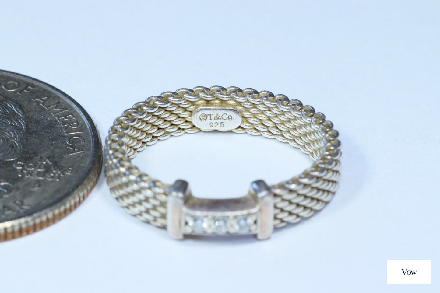 Tiffany & Co. Woven Diamond Ring — Silver — Authentic Pre-Owned