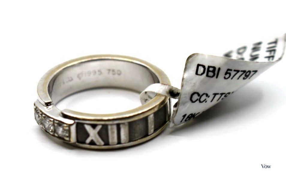 Tiffany & Co. Atlas Diamond Band — 0.18ct, 18k White Gold — Authentic Pre-Owned